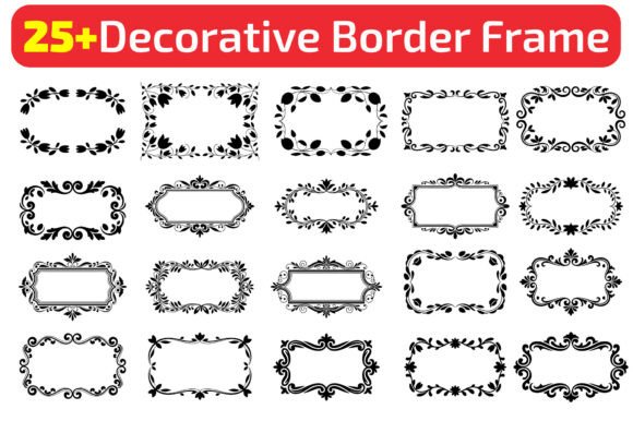 25 Decorative Border Frame Bundle: Graphics & Illustrations for Crafters