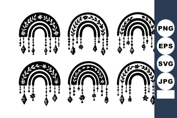 Boho Decorative Rainbows with Hanging Ch: Graphics and Illustrations for Creative Projects