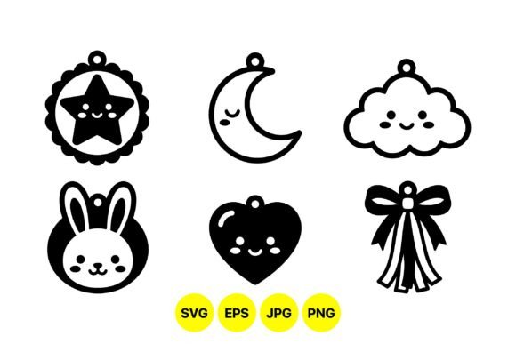 Cute Decorative Charm Icons for Graphics and Illustrations