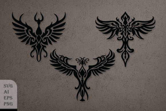 Decorative Bird Tattoo Set Graphics