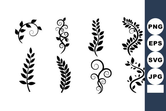 Decorative Black Silhouette Leaf and Vin