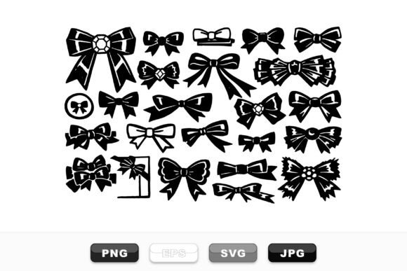 Decorative Bow Silhouette Set: Graphics for Branding and Illustrations
