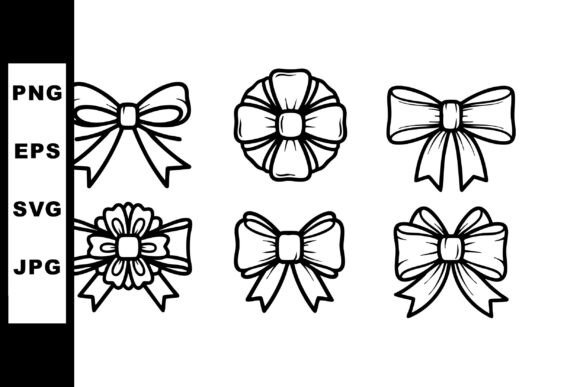 Decorative Bow Vector Set with Different Graphics and Illustrations
