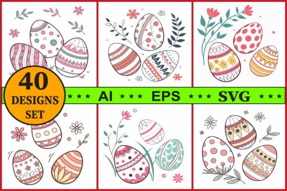 Decorative Easter Egg Clipart Bundle Set