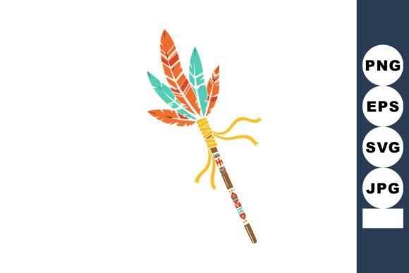 Decorative Native American Feather Stick Graphics