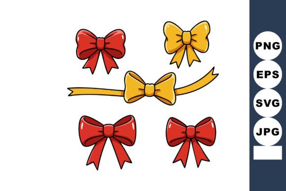 Decorative Red and Yellow Gift Bows Set