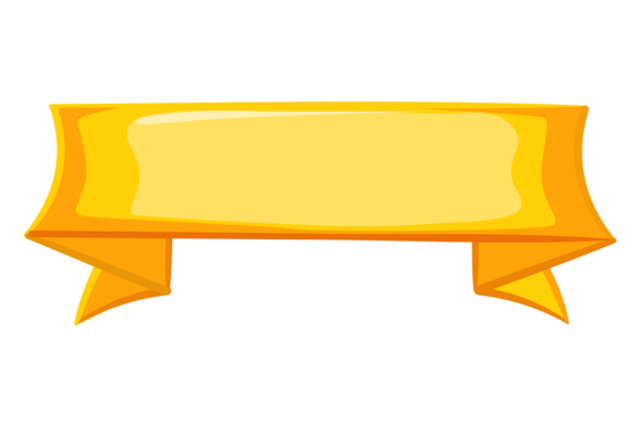Decorative Ribbon Cartoon Banner. Yellow Graphics & Illustrations