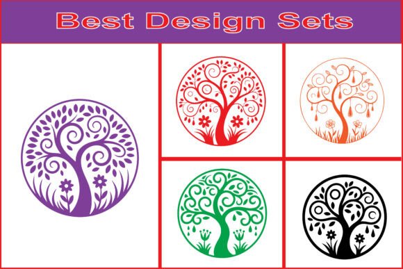 Decorative Tree Logo Vector Set Pack