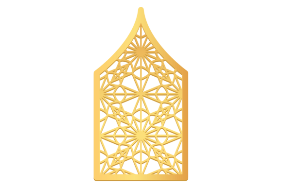 Decorative Window Lattice Ornament. Gold Graphics