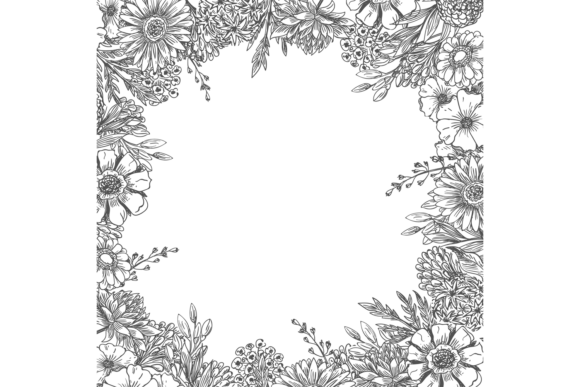 Floral Round Frame: Graphics and Illustrations for Editorial Design