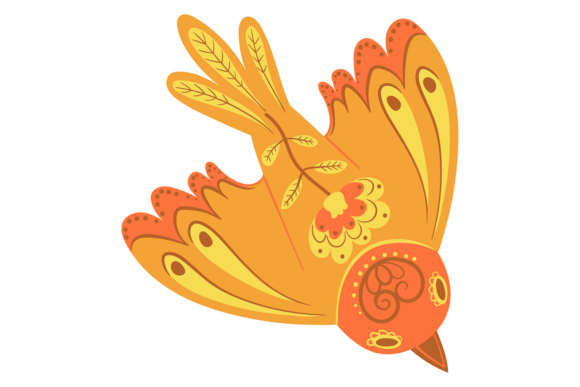 Flying Bird Boho Decorative Element. Eth Graphics