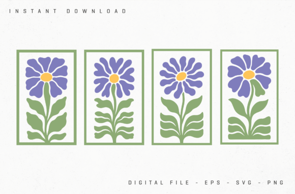 Framed Decorative Purple Flower Panels: Graphics & Illustrations