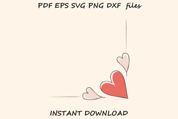 Heart Corner Frame Decorative Element: Graphics and Illustrations for Romantic Design
