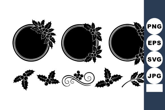 Holly Wreath Frames and Decorative Graphics