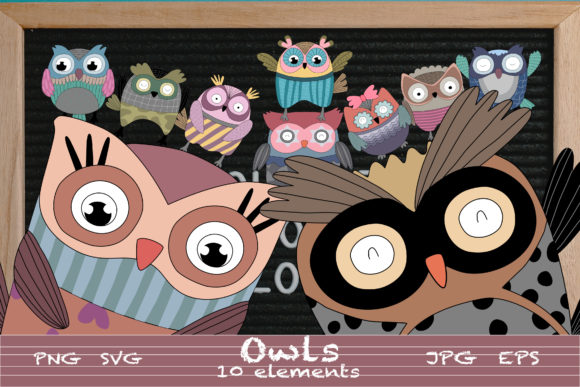 Owls Decorative Pattern Clip Art: Graphics for Local Business Branding