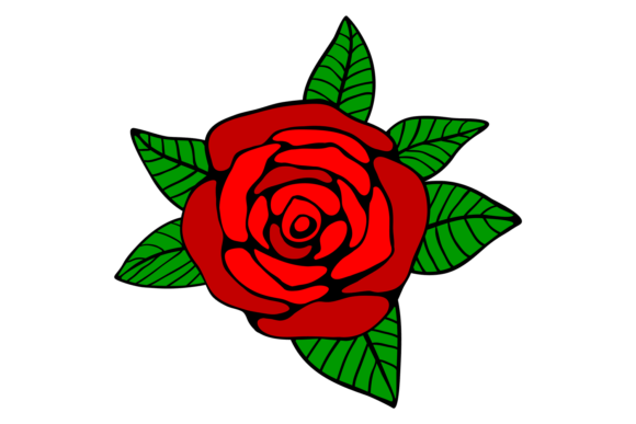 Red Rose Patch. Decorative Garden Flower Graphics