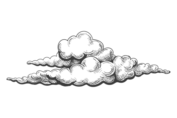 Retro Cloud Drawing. Decorative Vintage