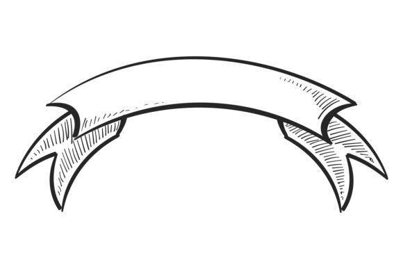 Ribbon Banner Doodle. Decorative Title L