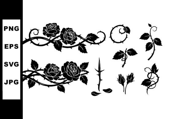 Rose Flower Silhouette Decorative Vector Graphics