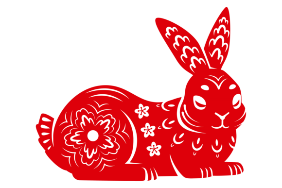 Sleeping Bunny with Flower Graphics and Illustrations