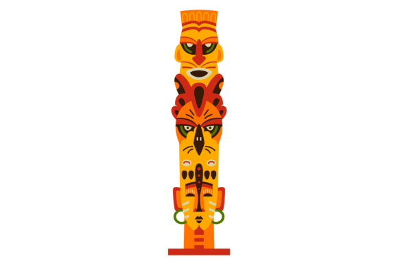 Tribal Decorative Pole. Ancient Color He Graphics