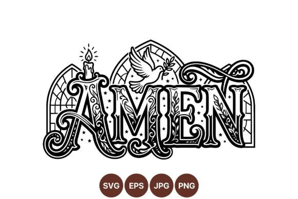 Vintage Amen Decorative Typography Graphics